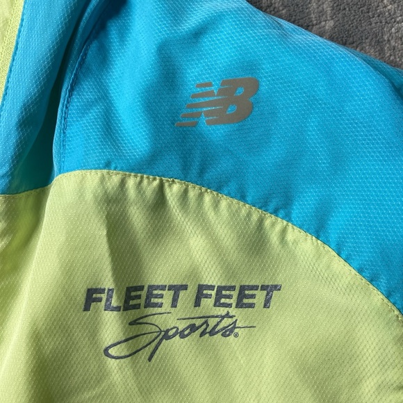 EUC New Balance Medium Neon Yellow and Blue running windbreaker. - Picture 6 of 7